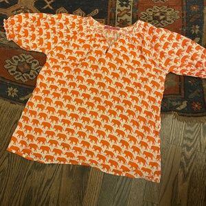 C. Orrico Preppy Girl Top Orange White Elephant Size Large